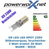 LED Spot G9 230V 3 Watt, Silikon, bruchsicher