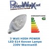 LED CANDLE LEUCHTE KERZE 3W HIGHPOWER LED E14 120 Grad WARMWEIß