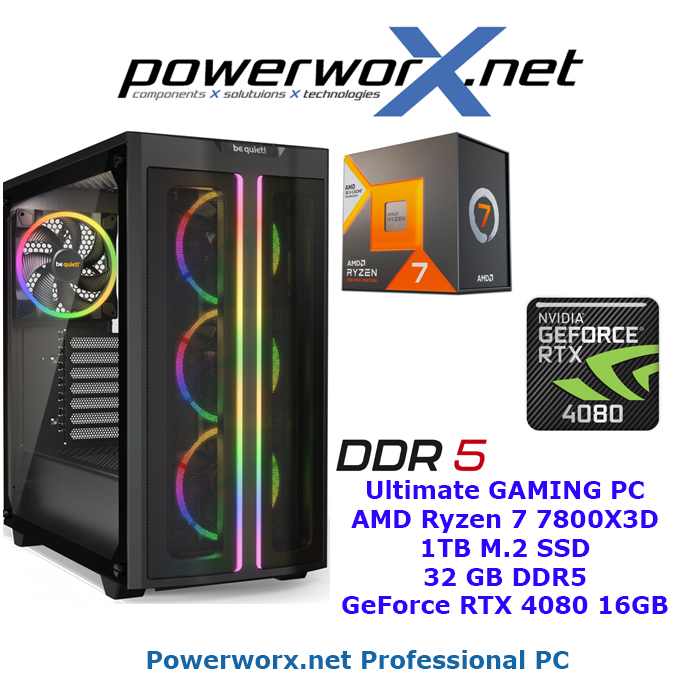 High End Gaming PC AMD Ryzen 7 7800X3D, 32GB RAM DDR5 , nvidia GeForce RTX 4080, 1TB SSD, RGB-Tower X670 - zum Schließen ins Bild klicken